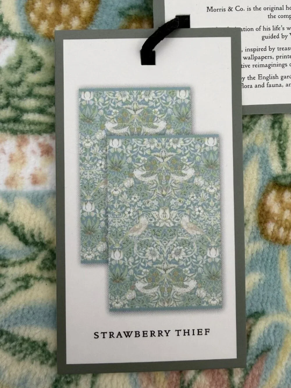 William Morris & Co. Strawberry Thief Set Of 2 Floral Velour Hand Towels NWT